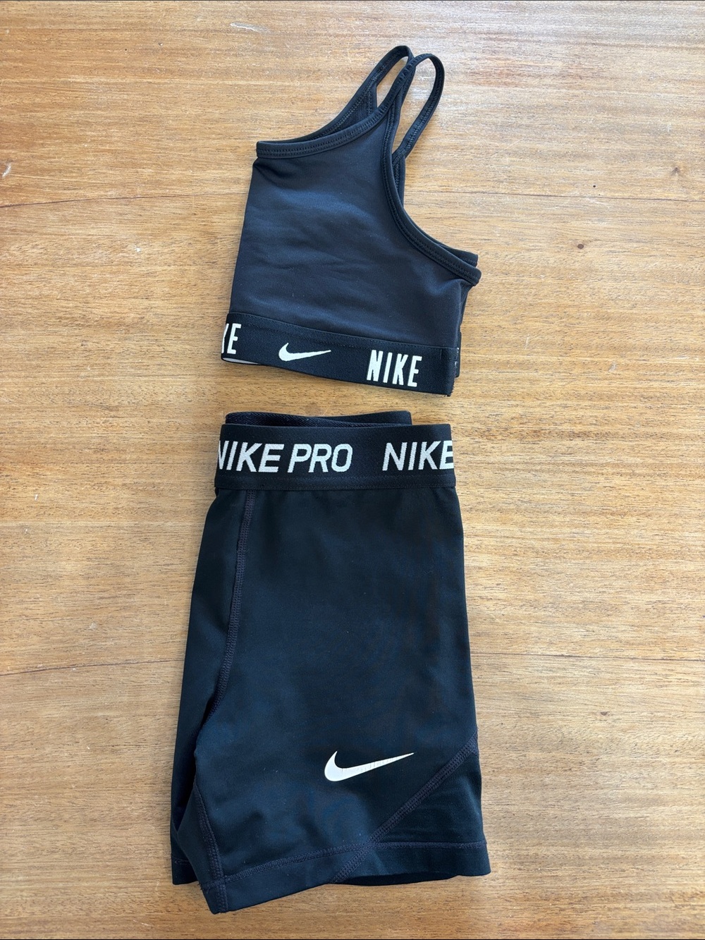 Nike Black Sports Crop Top and Pro Shorts Set